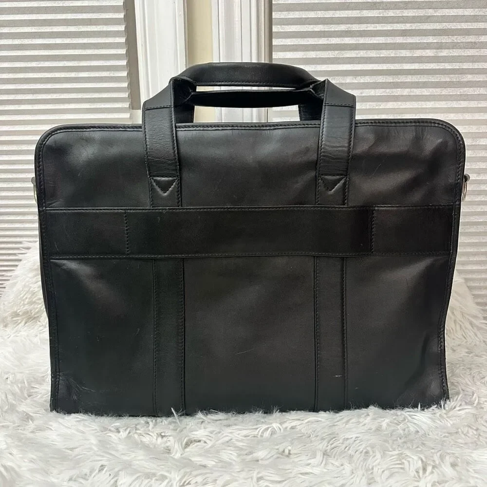 Levenger Black Leather 16” Slim Organizer Briefcase‎ Shoulder Hand Bag